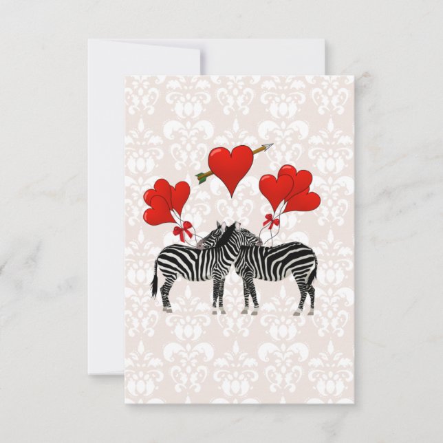 Zebras e corações em damasco cor-de-rosa (Frente)
