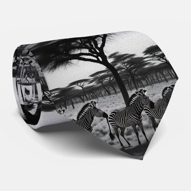 Zebras Na África - Tinta Petrolífera, Gravata De P (Rolled)