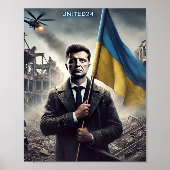 Zelenskyy Ucrânia Flag Poster Impressão (Frente)