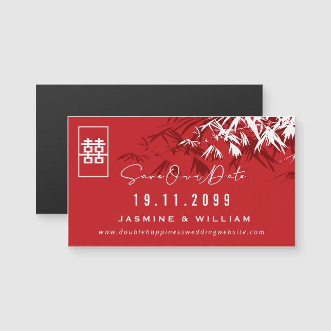Zen Bamboo Deixa Casamento Chinês Salvar A Data (Frente/Verso)