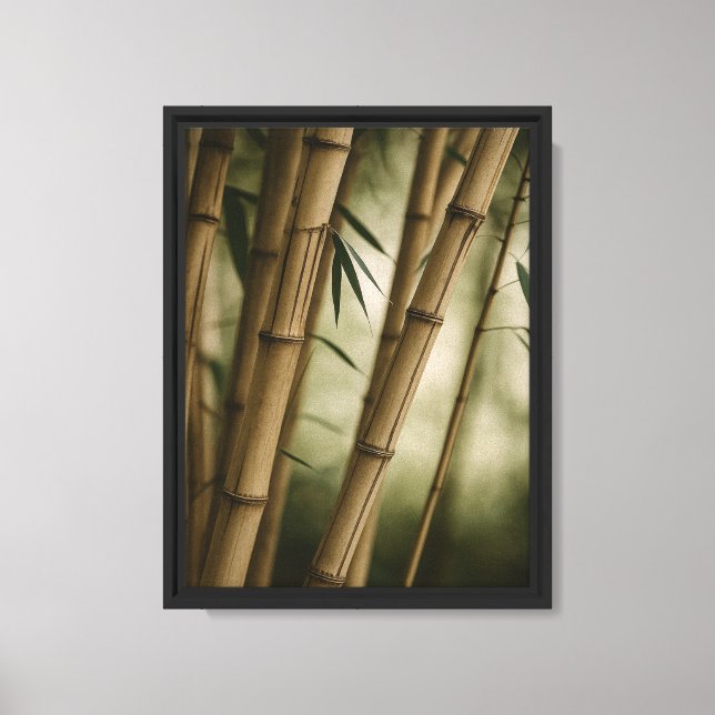Zen Bamboo Stalks Close-up Framed Canvas (Frente)