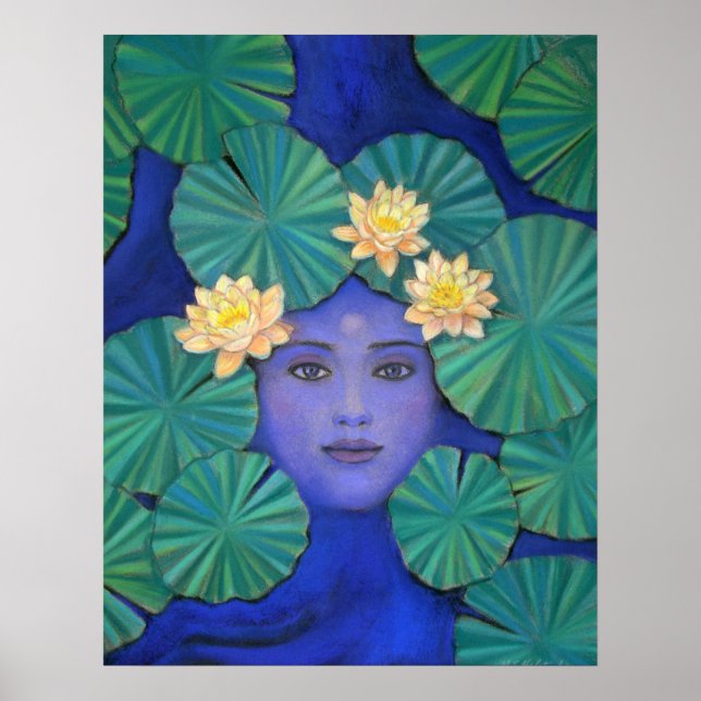 Zen Buddhism Poster Lotus Pond Kuan Yin Buddha Art (Frente)