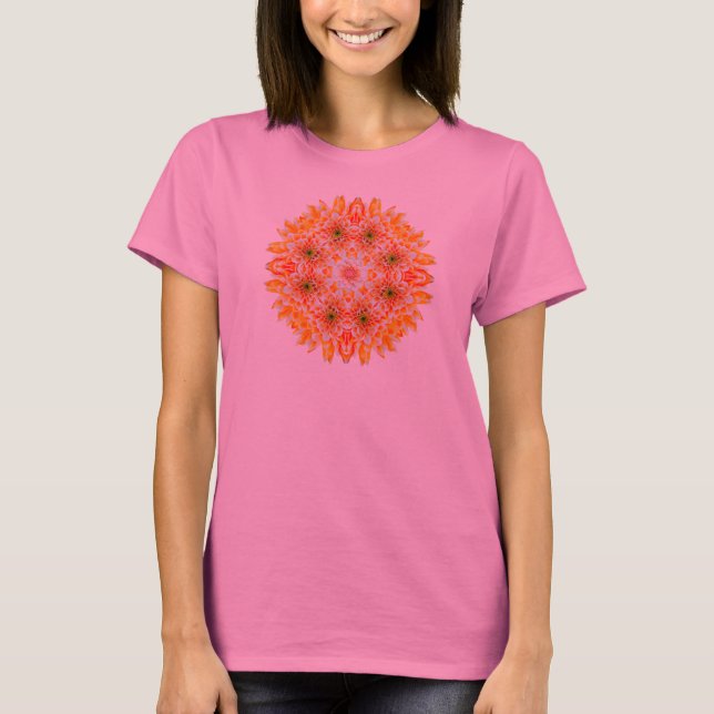 Zen Dahlia Flower Mandala T-Shirt (Frente)