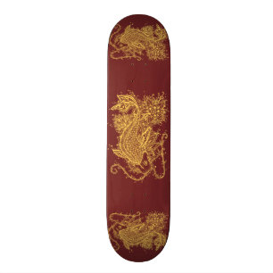 Zen dourado Koi no skate vermelho
