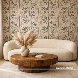 Zen Garden Stems Minimal Dark Green Silhouettes