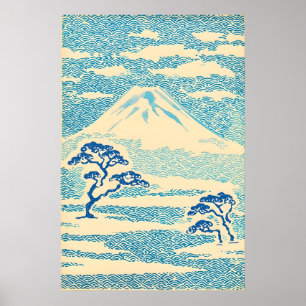 Zen Home Monte Fuji Seigaiha Impressão de Arte Jap