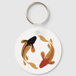 Zen Koi Fish White Simple Minimalist Chaveiro