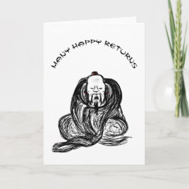 Zen Monk Happy Devolve Cartão de Aniversário