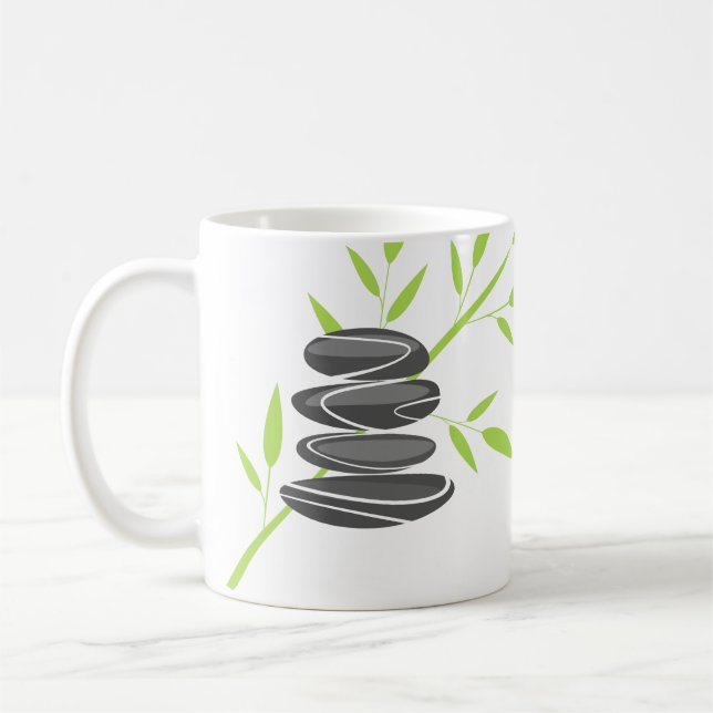 Zen pebble empilhando caneca com aspas inspiradora (Esquerda)