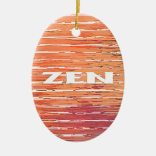 Zen White Reeds, ornamento oval cerâmico