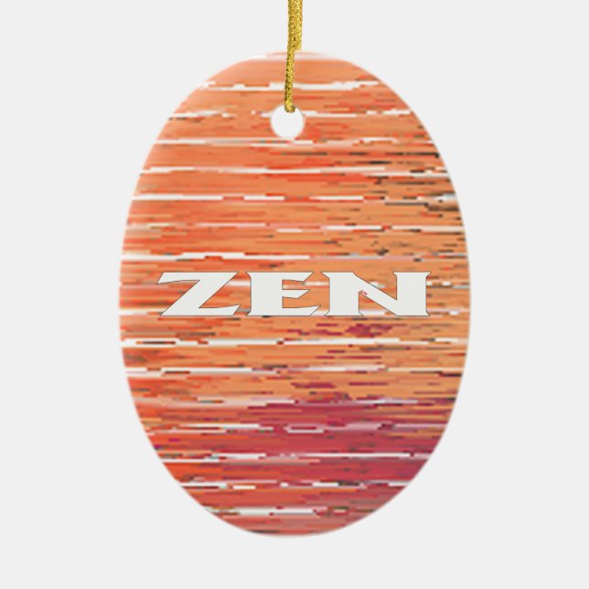 Zen White Reeds, ornamento oval cerâmico (Frente)