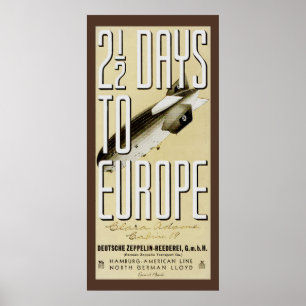 Zeppelin Hindenburg Vintage Travel Poster
