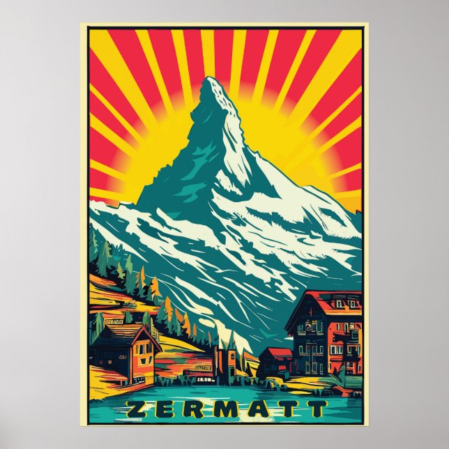 Zermatt,Matterhorn,Switzerland,Ski Poster (Frente)