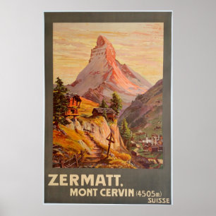 Zermatt, Mont Cervin, suiça, poster do esqui