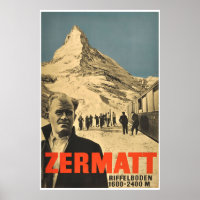 Zermatt, Suiça, Poster de Esqui