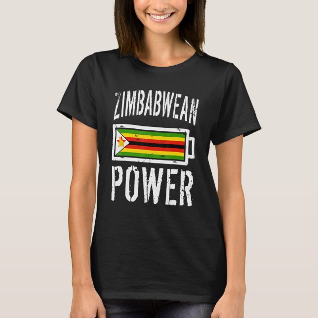 Zimbábue Flag T-Shirt Zimbábue Power Battery Pro (Frente)