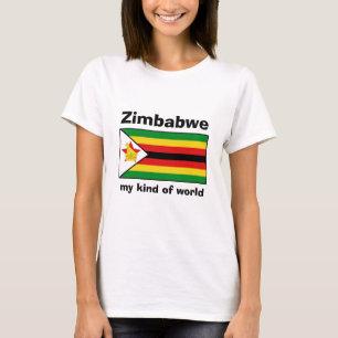 Zimbábue Sinalizador + Mapa + T-Shirt de Texto