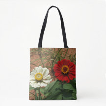 Zinnia branca e Saco Vermelho da Zinnia Tote