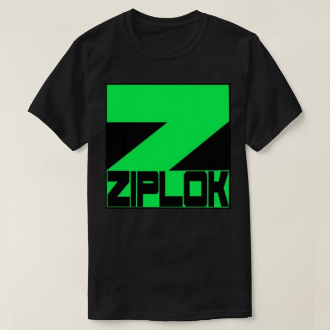 Ziplok - logotipo verde de néon - t-shirt preto (Frente do Design)