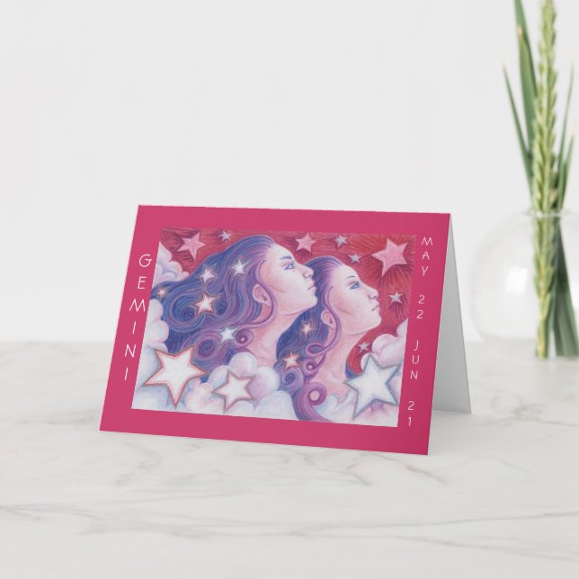 Zodiac Gemini Cartão de saudação "Parabéns" (Frente)