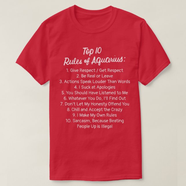 Zodiac Sign Funny Top 10 Rules Of Aquarius 2585  (Frente do Design)