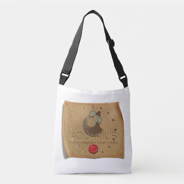 Zodíaco - Aquário - Bolsa Tote transversal (Frente)