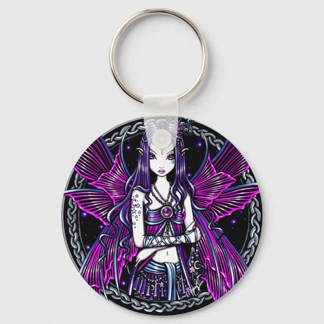 Zoe Lua Rosa e Stars Chaveiro de Fada (Frente)