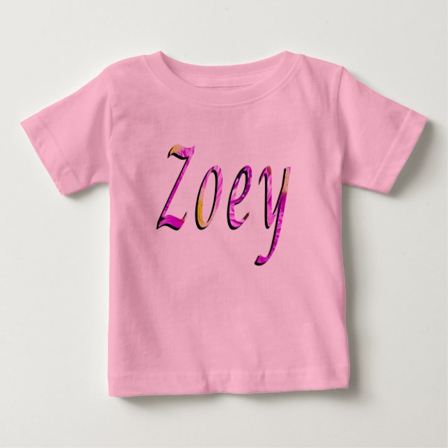 Zoey, Nome, Logotipo, Camiseta Rosa Bebê (Frente)