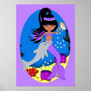 Zola, a Sereia Roxa e a Poster de golfinhos