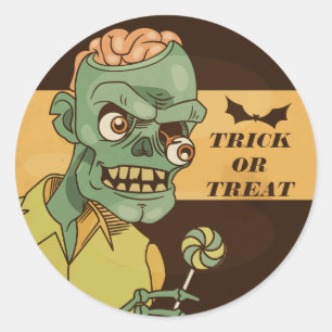 Zombi assustador com selo da etiqueta do vintage