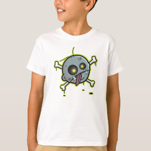 Zombi com o t-shirt azul da campainha dos miúdos