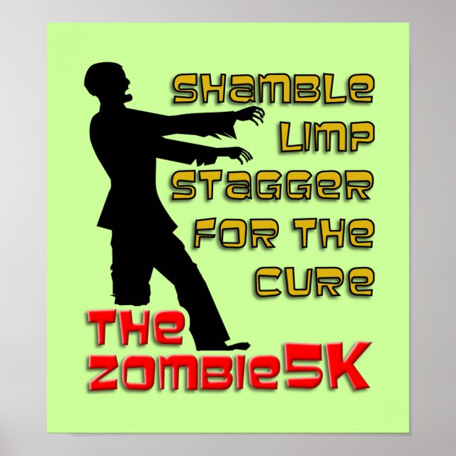 Zombie 5K Poster Engraçado (Frente)