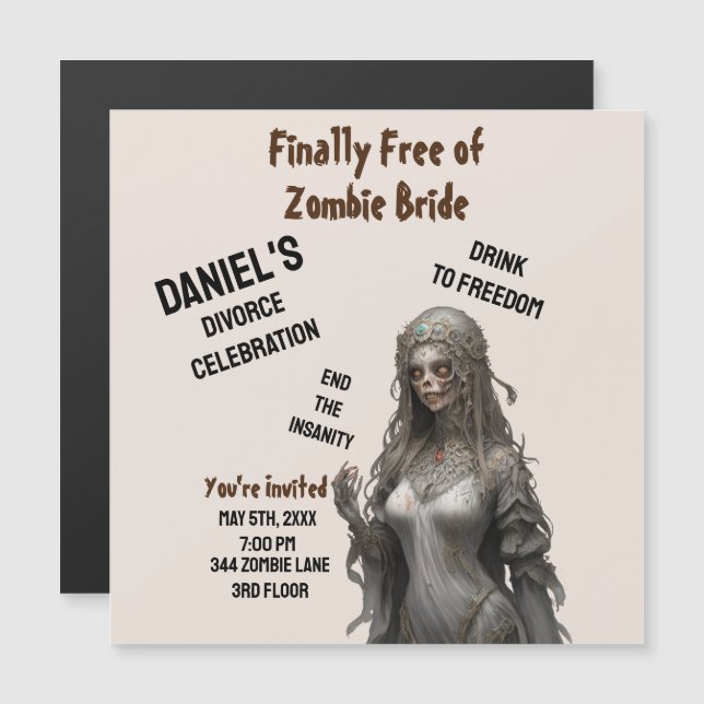 Zombie Bride Divorciação de Liberdade de Convite d (Frente/Verso)