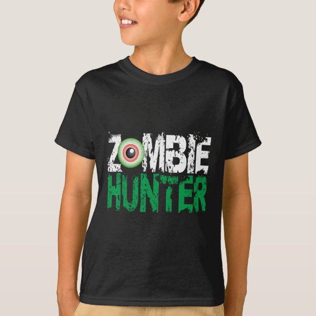 Zombie Hunter Halloween Traga Uma Camisa Cuja Arma (Frente)