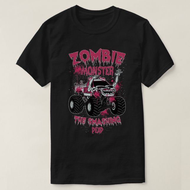 Zombie Monster Truck O Morto T-Shirt Esmagador (Frente do Design)