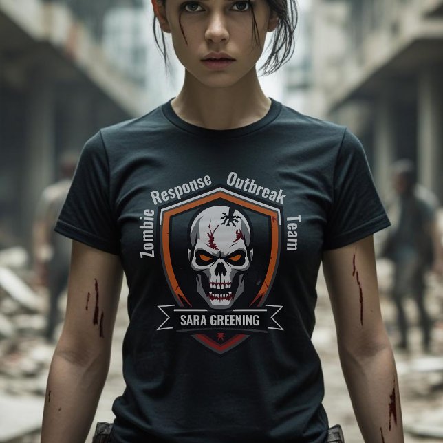 Zombie Outbreak Response Team seu nome T-Shirt (Criador carregado)