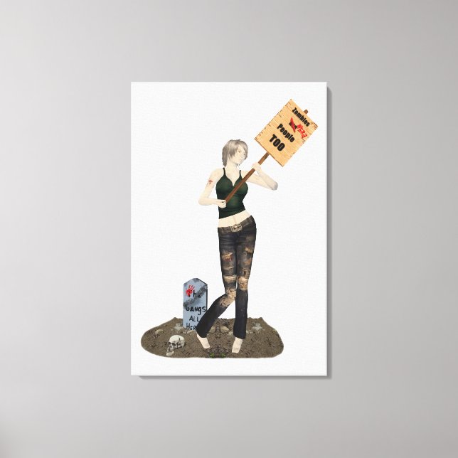 Zombie Pin Up Girl Protest II Canvas Print (Frente)