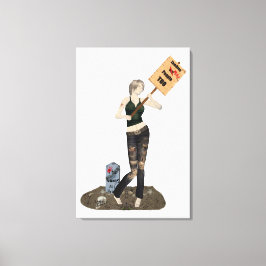 Zombie Pin Up Girl Protest II Canvas Print