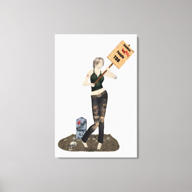 Zombie Pin Up Girl Protest II Canvas Print (Frente)