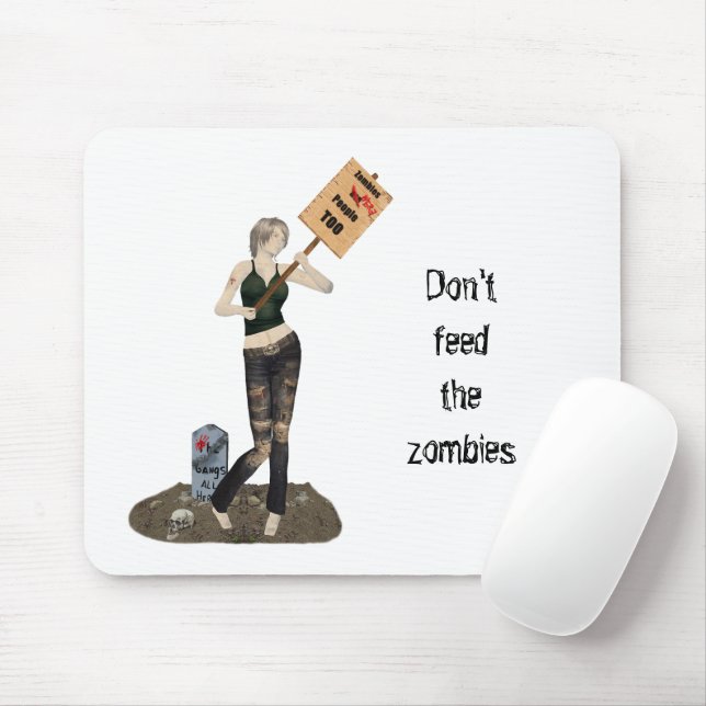 Zombie Pin Up Girl Protest II Mouse Pad (Com mouse)