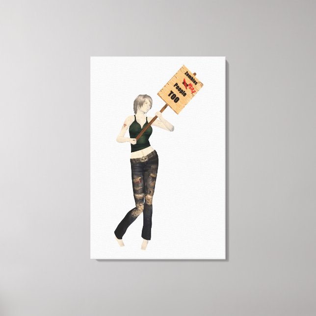 Zombie Pin Up Girl Protesto I Canvas (Frente)