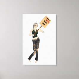 Zombie Pin Up Girl Protesto I Canvas
