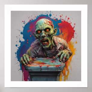 Zombie Posicionando a Poster do Dia das Bruxas