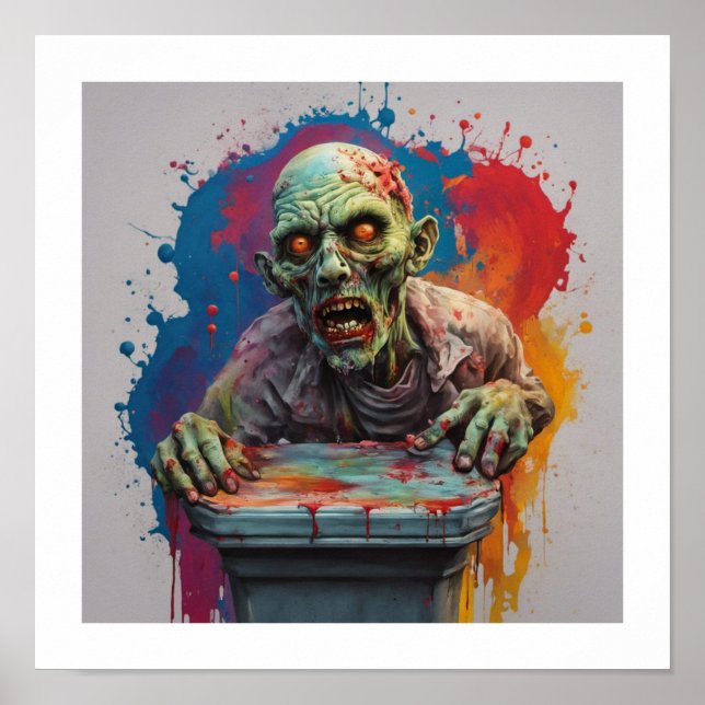 Zombie Posicionando a Poster do Dia das Bruxas (Frente)