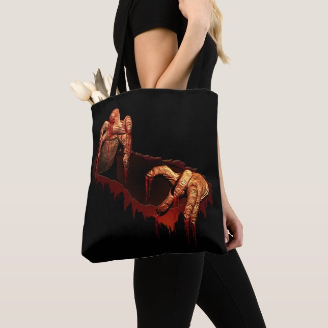 Zombie Tote Bag Halloween Gory Zombie Bag (Close Up)