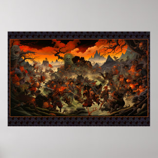 Zombie Uprising Feudal Japão - Impressão de Bloco 