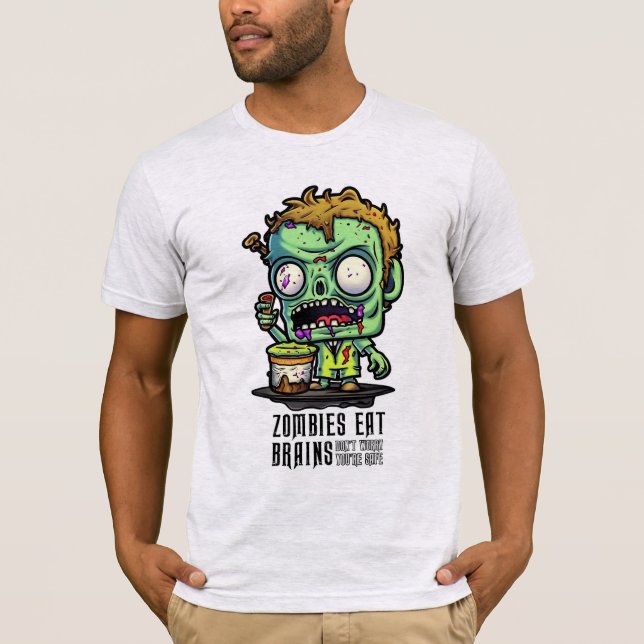 Zombies comem camiseta do cérebro (Frente)