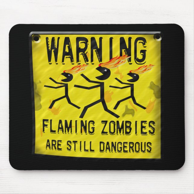 Zombis flamejantes que advertem Mousepad (Frente)