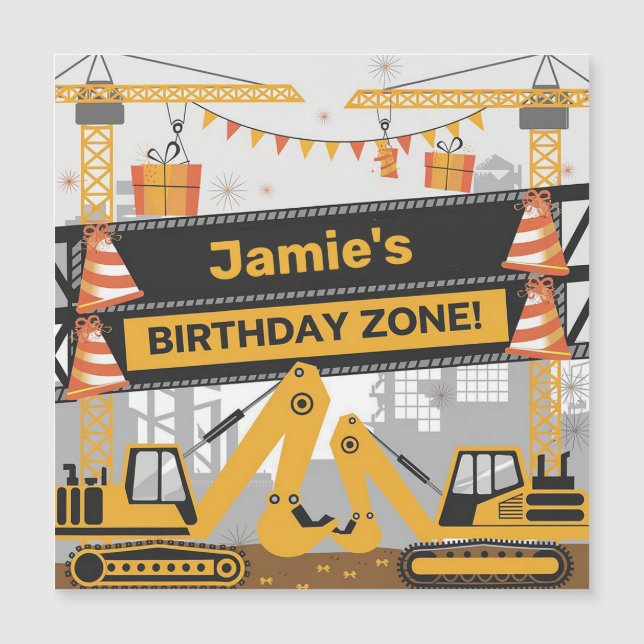 Zona de Aniversário Personalizada da Construção De (Frente)