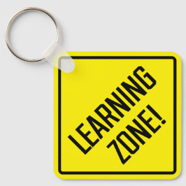 Zona de aprendizado! Chaveiro quadrado de metal